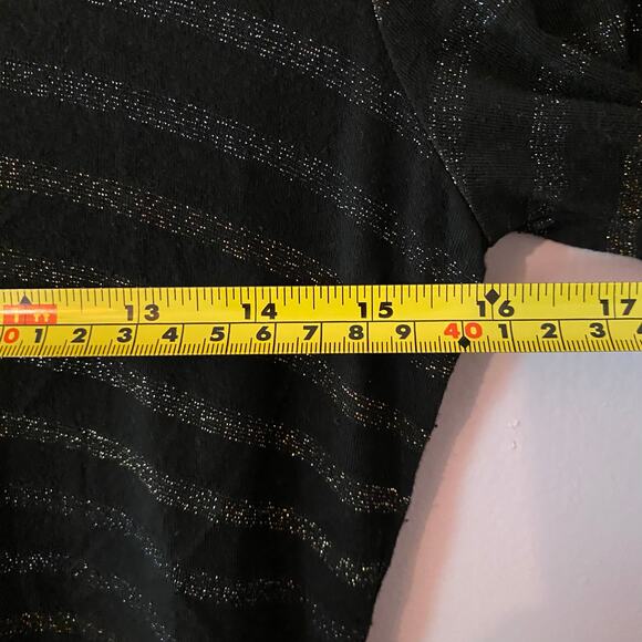 Veronica Beard Jeans Black Metallic Scoop Neck Short Sleeve Shirt Women size XS - Picture 7 of 9